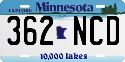 MN license plate 362NCD