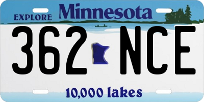 MN license plate 362NCE