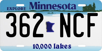 MN license plate 362NCF