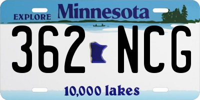 MN license plate 362NCG