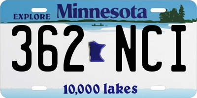 MN license plate 362NCI