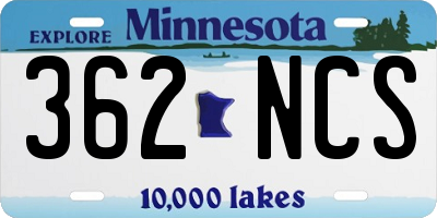 MN license plate 362NCS