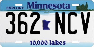 MN license plate 362NCV