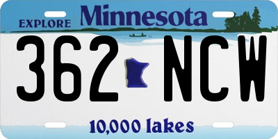 MN license plate 362NCW