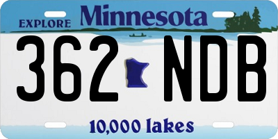 MN license plate 362NDB