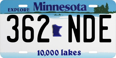 MN license plate 362NDE