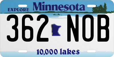 MN license plate 362NOB