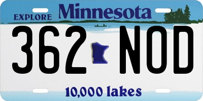 MN license plate 362NOD