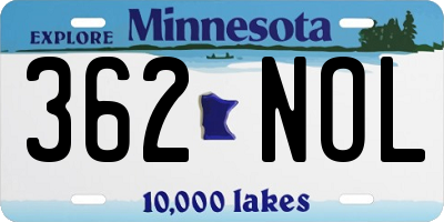 MN license plate 362NOL