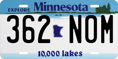 MN license plate 362NOM