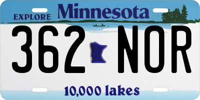 MN license plate 362NOR