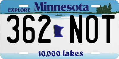 MN license plate 362NOT