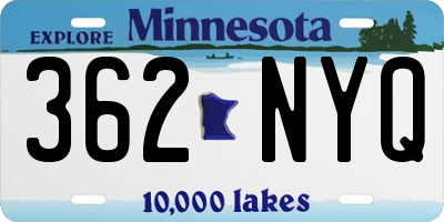 MN license plate 362NYQ