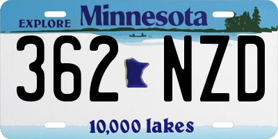 MN license plate 362NZD
