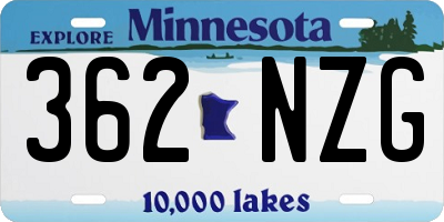 MN license plate 362NZG