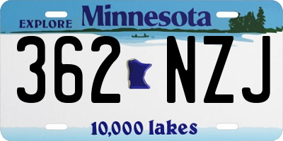 MN license plate 362NZJ