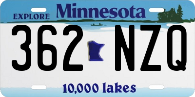 MN license plate 362NZQ
