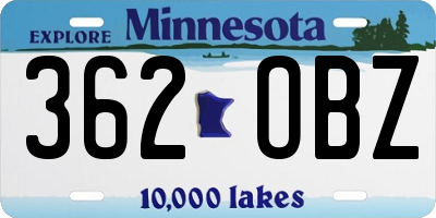 MN license plate 362OBZ