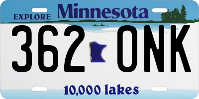MN license plate 362ONK