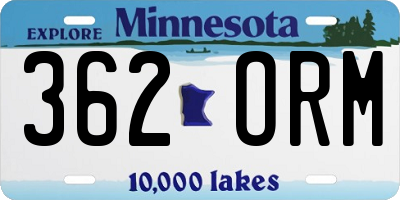 MN license plate 362ORM