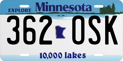 MN license plate 362OSK