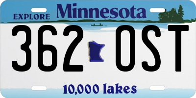 MN license plate 362OST