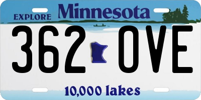 MN license plate 362OVE