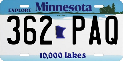 MN license plate 362PAQ