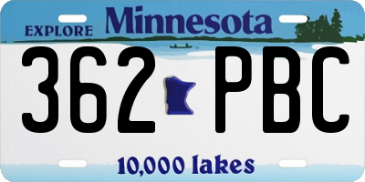 MN license plate 362PBC