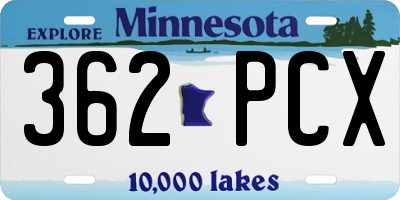 MN license plate 362PCX