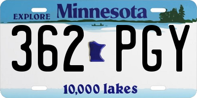 MN license plate 362PGY