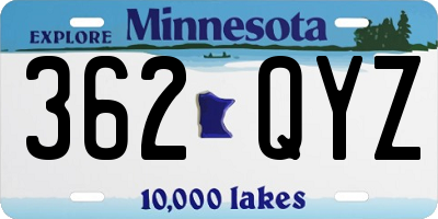 MN license plate 362QYZ