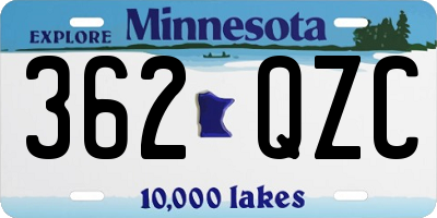MN license plate 362QZC