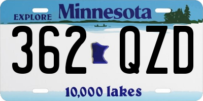 MN license plate 362QZD