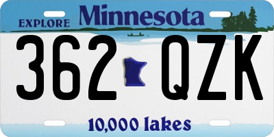 MN license plate 362QZK