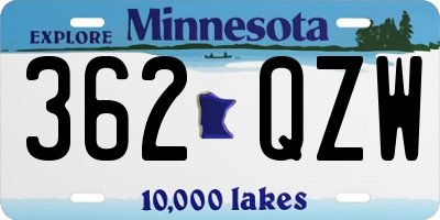 MN license plate 362QZW