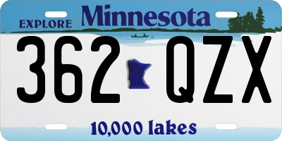 MN license plate 362QZX