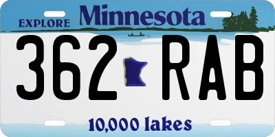 MN license plate 362RAB