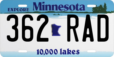 MN license plate 362RAD