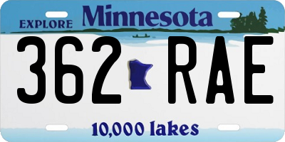 MN license plate 362RAE