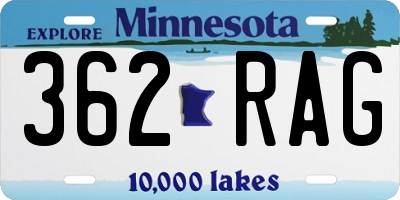 MN license plate 362RAG