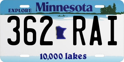 MN license plate 362RAI