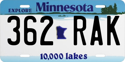 MN license plate 362RAK