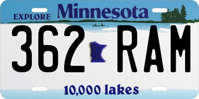 MN license plate 362RAM