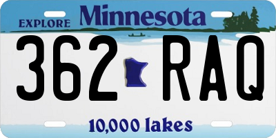 MN license plate 362RAQ