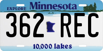 MN license plate 362REC