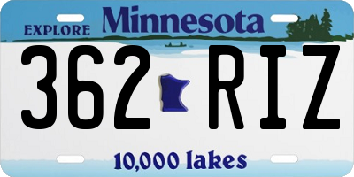MN license plate 362RIZ