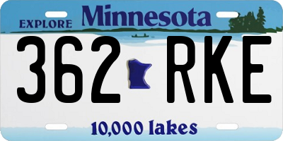 MN license plate 362RKE