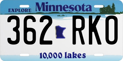 MN license plate 362RKO
