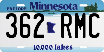 MN license plate 362RMC